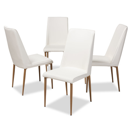 BAXTON STUDIO Chandelle Modern White Faux Leather Upholstered Dining Chair 146-8793